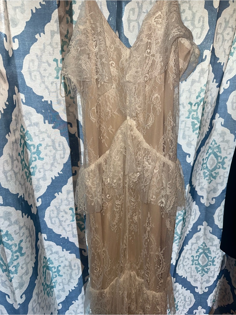 Winona Sheer Lace Nude Maxi Dress | Romantic Vintage Lingerie Style